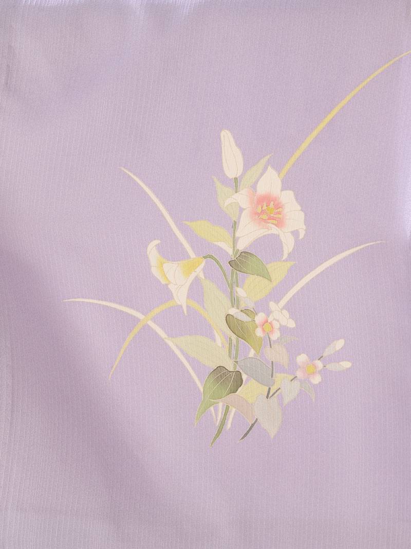 夏訪問着 絽 t588 薄紫ぼかし 百合(化繊) | 着物レンタルの京都