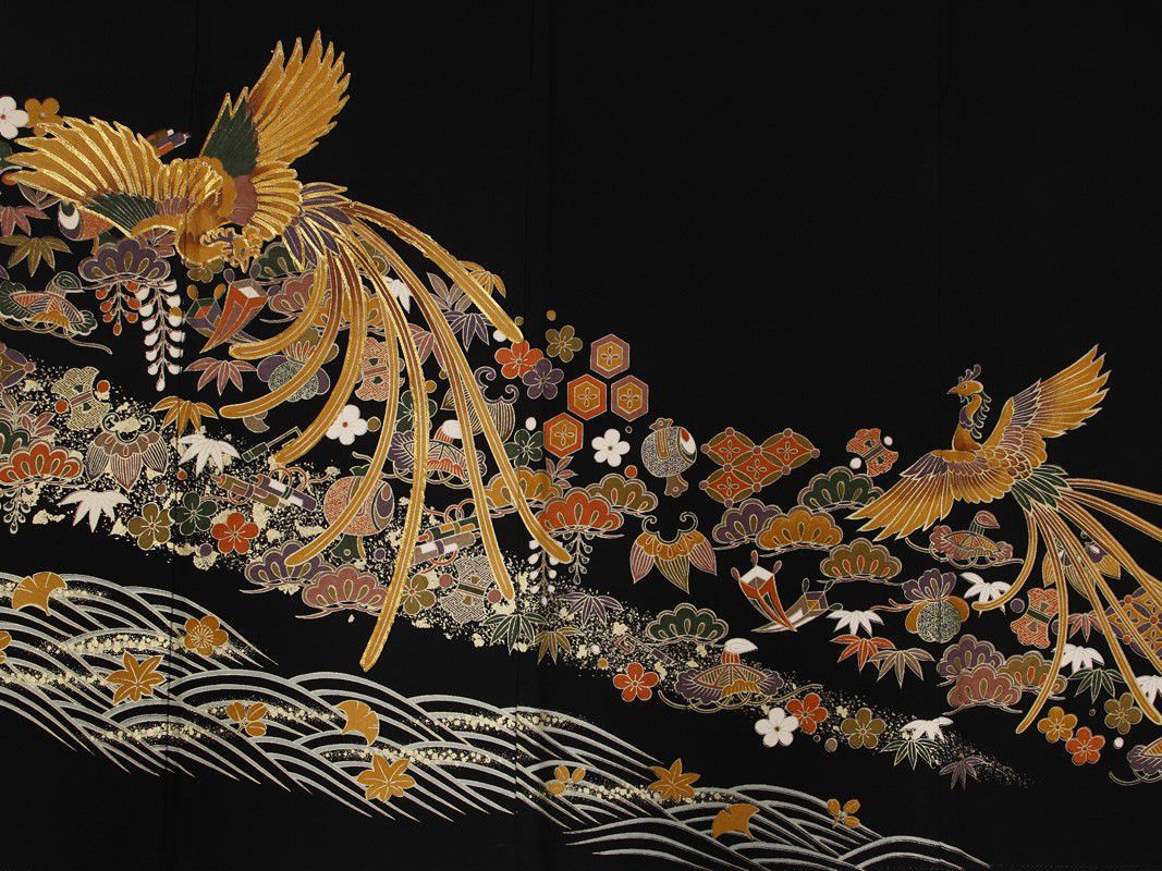 黒留め袖 留袖 正絹 /身長145~155㎝の方用 黒留袖|対応身長:144~155cm|ｻｲｽﾞ:7~9号|#haa0293｜全国宅配可の