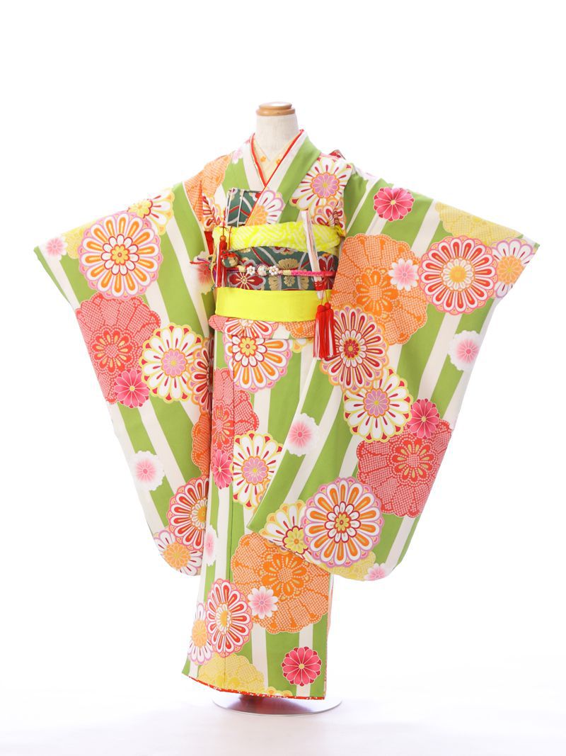 七五三7歳 MIN66 花わらべ 花わらべ》紺地に疋田と鞠と百花の着物／七五三・七歳女の子