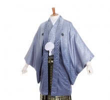 男性用袴 SV60-6-1 グレー市松|黒金梅鉢袴