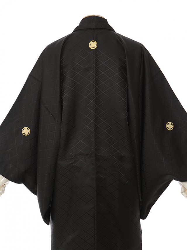 男性用袴 SV130-7-2 黒地大菱形|濃茶に金の縦縞袴