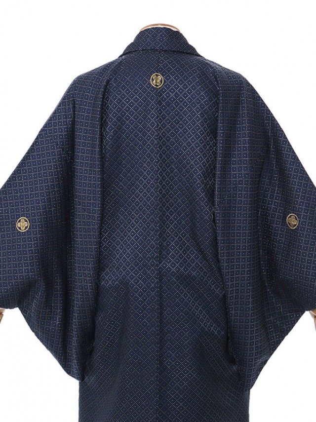 男性用袴 SV15-7-1 紺金ラメ入刺子|銀縞袴