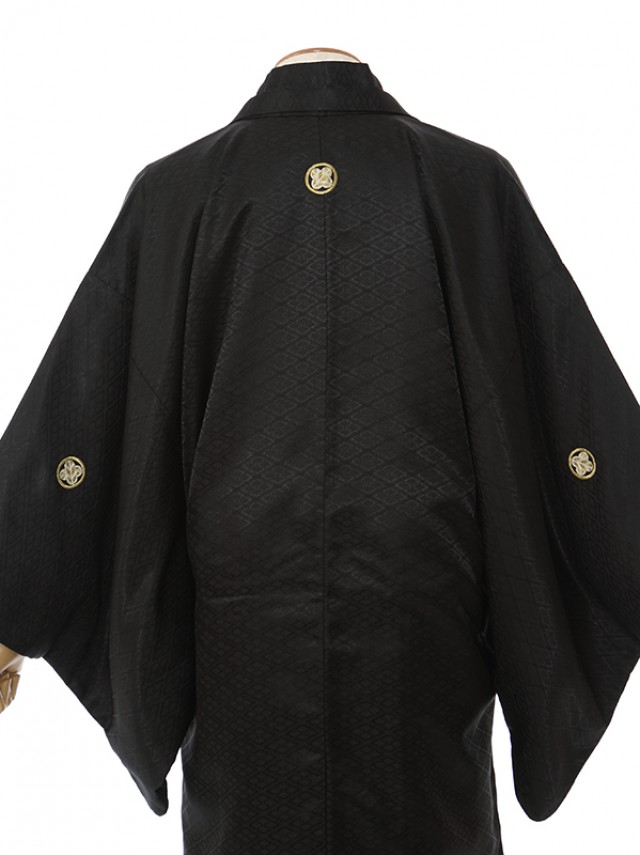 男性用袴 SV79-7-1 黒菱形 スワロ付|白地金黒縞袴