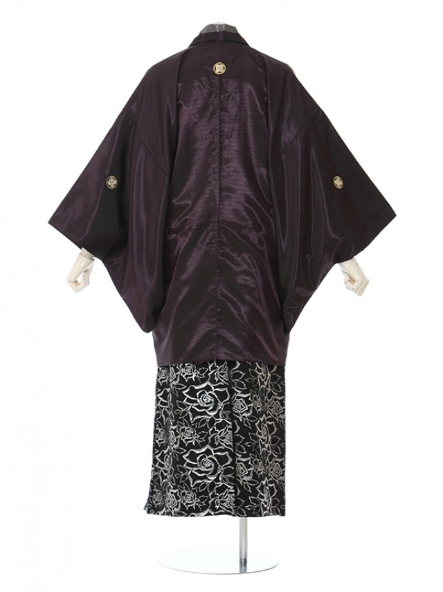 男性用袴 SV84-6-1 紫グレー スワロ付|黒バラ袴