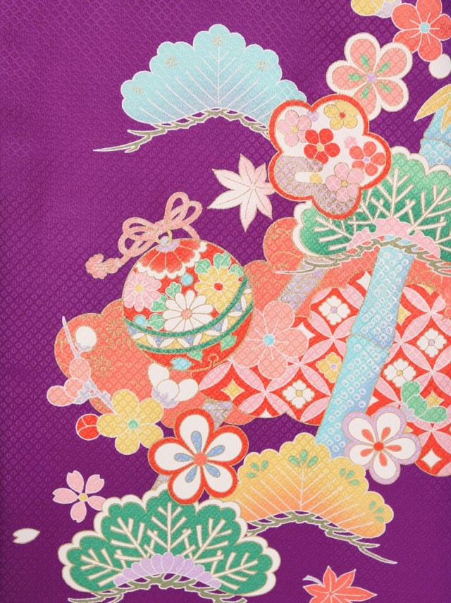 袴レンタル　女の子　卒園式　紫地に古典吉祥文様　