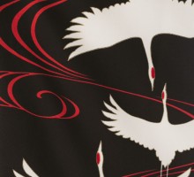 卒園袴|115〜125cm|レトロ鶴|卒園式袴レンタルフルセット(黒系)|女の子(卒園式袴)