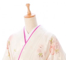 卒業式|ラメ織|リボンに桜柄の卒業式袴フルセット(白系)|卒業袴(普通サイズ)