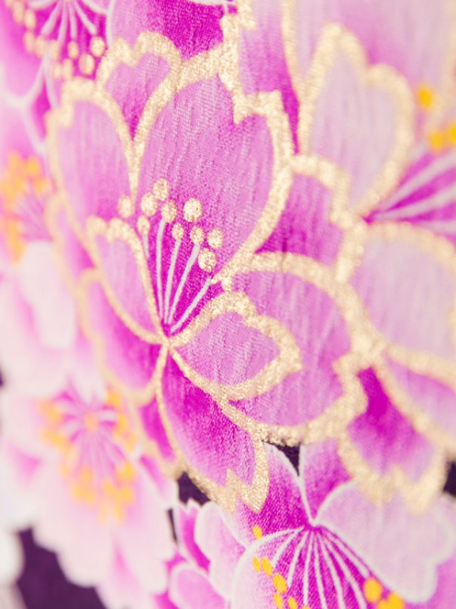 紫着物|枝垂れ桜柄の卒業式袴フルセット(パープル系)|卒業袴(普通サイズ)