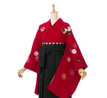 レンタル袴|JAPAN STYLE|花紋柄の卒業式袴フルセット(赤系)|卒業袴(普通サイズ)