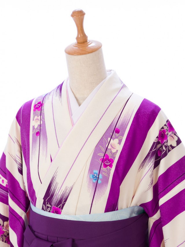 パープル矢絣|卒業式袴フルセット(紫系)(白系)|卒業袴(普通サイズ)