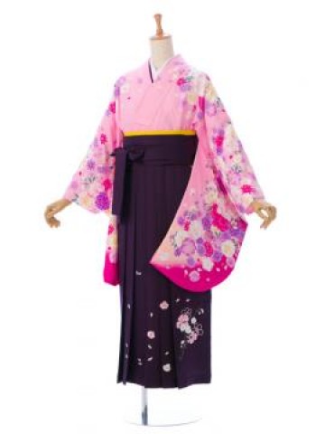 ピンク|八重桜柄の卒業式袴フルセット(ピンク系)|卒業袴(普通サイズ)