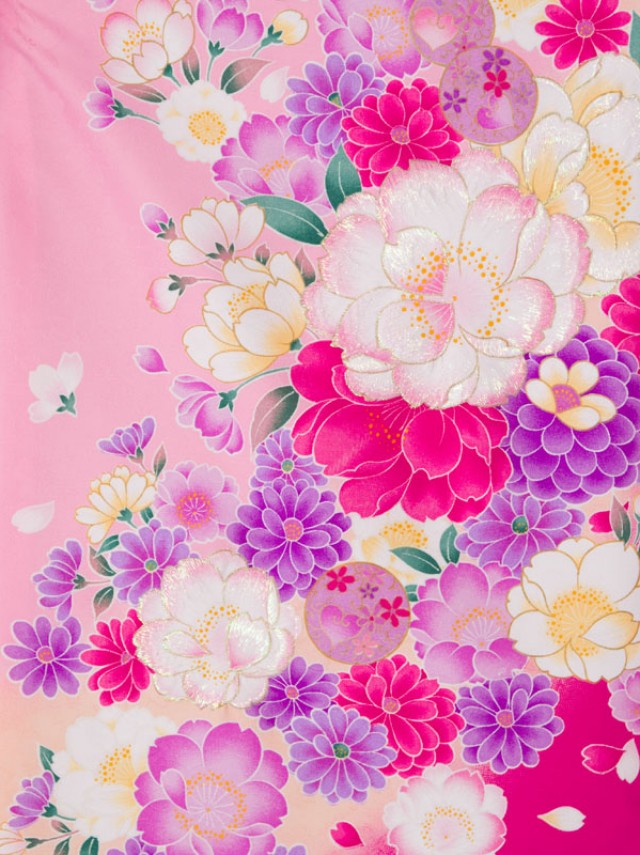 レンタル袴|可愛い|ピンク|八重桜柄の卒業式袴フルセット(ピンク系)|卒業袴(普通サイズ)