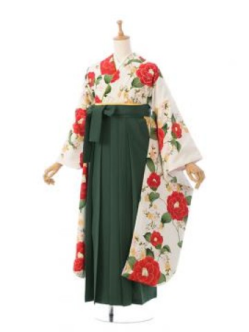 振袖袴|158〜163cm|乙女椿に桜|卒業式袴フルセット(白系)|卒業袴(普通サイズ)