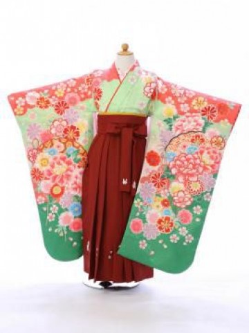 【卒園式　袴　レンタル】人気の古典柄!FROM京都　ブランドの檜扇と牡丹の美しい古典