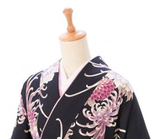 卒業式|濃紺|牡丹　桜柄の卒業式袴フルセット(ブルー系)|卒業袴(普通サイズ)
