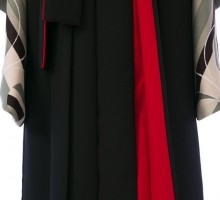 モダン|縞に丸柄の卒業式袴フルセット(グリーン系)|卒業袴(普通サイズ)