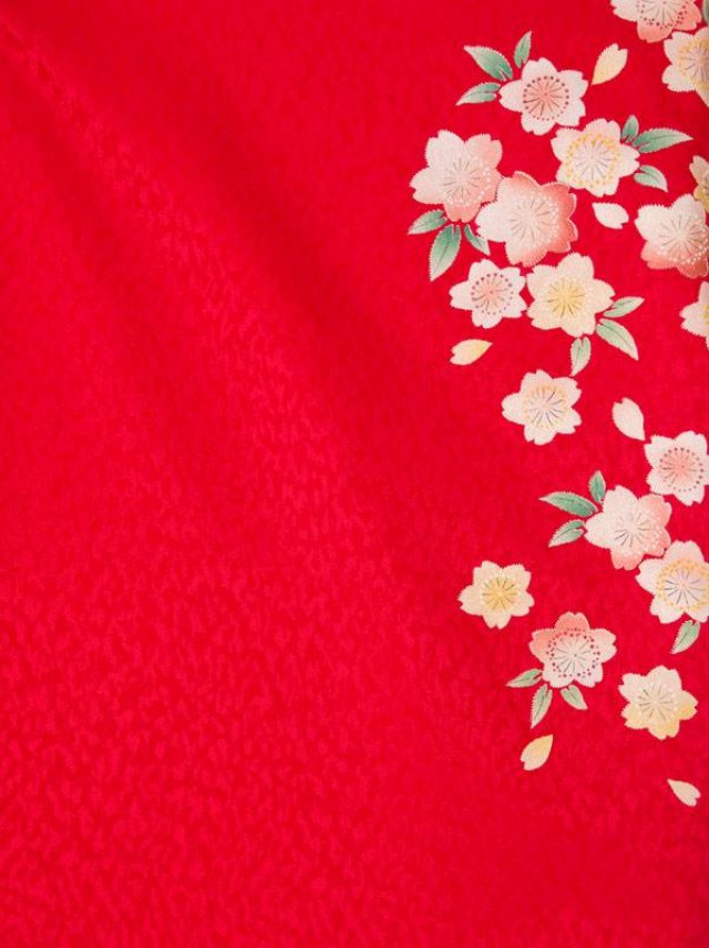 卒業式|桜文様柄の卒業式袴フルセット(赤系)|卒業袴(普通サイズ)