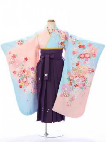 【卒園式袴】水色とピンクのコンビ!　陽気な天使ブランド