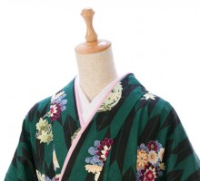 矢絣|花の丸柄の卒業式袴フルセット(グリーン系)|卒業袴(普通サイズ)1