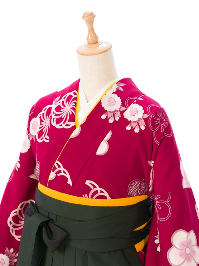 卒業式| JAPAN STYLE|桜梅柄の卒業式袴フルセット(赤系)|卒業袴(普通サイズ)