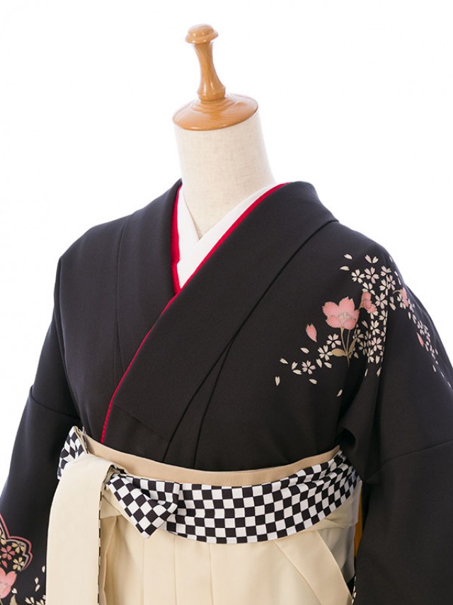 153～158㎝|レンタル袴|卒業式|卒業式袴フルセット(ブラック系)|卒業袴(普通サイズ)