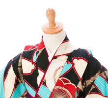 卒園袴|レトロ(紅一点)正絹 黒 卒園式袴レンタルフルセット|女の子(卒園式袴)