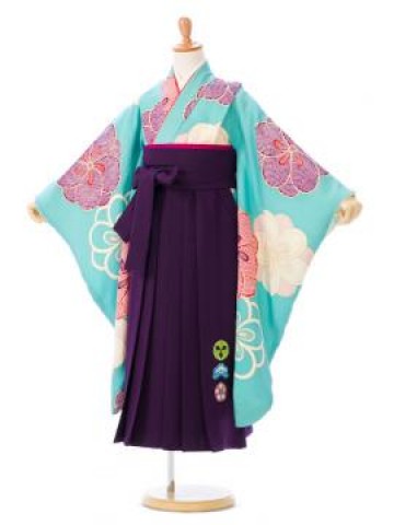 卒園袴|レトロ(紅一点)正絹ブルー　卒園式袴レンタル|女の子(卒園式袴)
