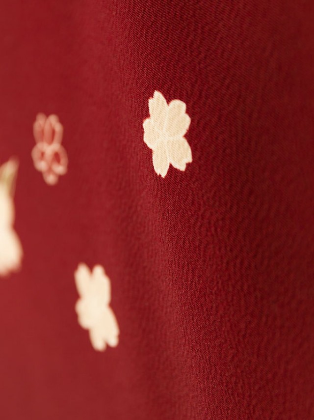 レンタル袴|先生|桜の小花柄の卒業式袴フルセット(赤系)|卒業袴(普通サイズ)