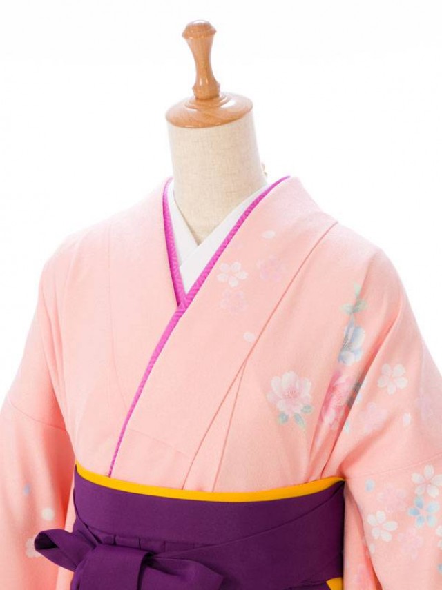 先生|ピンク地　桜柄の卒業式袴フルセット(ピンク系)|卒業袴(普通サイズ)