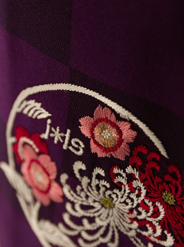 レンタル袴　卒業式 紫着物 薔薇柄の卒業式袴フルセット(イエロー系)|卒業袴(普通サイズ)