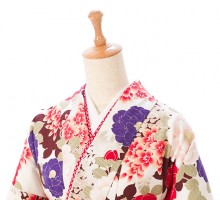 レンタル袴 卒業式 九重 美しい花文様柄の卒業式袴フルセット(白系)|卒業袴(普通サイズ)