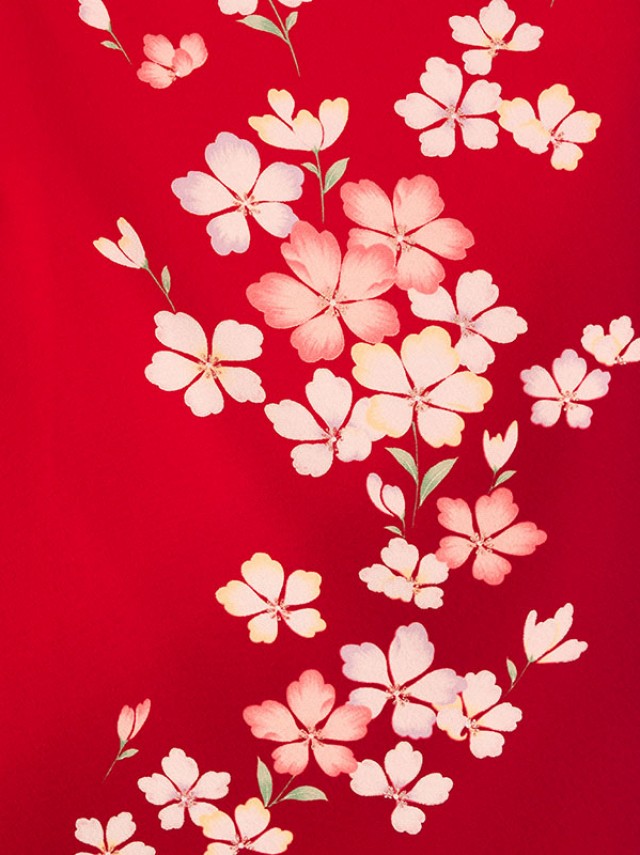 レンタル袴 卒業式 赤着物 小花柄の卒業式袴フルセット(赤系)|卒業袴(普通サイズ)