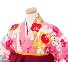 袴レンタル|143〜148|ハーフ成人式|卒業袴フルセット(ピンク系)|女の子(小学生袴)