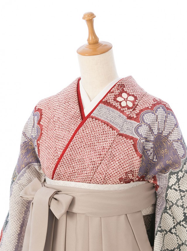 振袖袴|正絹振袖と袴|163～168cm|卒業式袴フルセット(赤系)|卒業袴(普通サイズ)