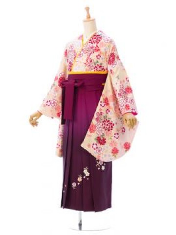 卒業式 袴|148～153㎝|桜菊牡丹柄の卒業式袴フルセット(ピンク系)|卒業袴(普通サイズ)