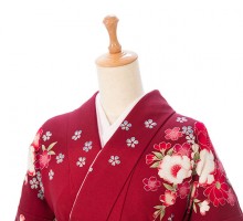 レンタル袴|桜づくしラメ刺繍柄の卒業式袴フルセット(赤系)|卒業袴(普通サイズ)
