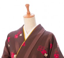 レンタル袴 卒業式|茶色地に小梅柄の卒業式袴フルセット(茶系)|卒業袴(普通サイズ)