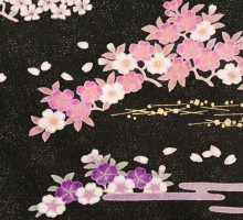 正絹|松竹梅に桜柄の訪問着フルセット(ブラック系)|訪問着・付下げ(普通サイズ)