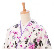 卒業式|白地に桜シルエット柄の卒業式袴フルセット(白系)|卒業袴(普通サイズ)