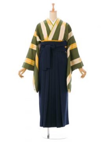 レトロ|矢絣|卒業式袴フルセット(緑/黄色系)|卒業袴(普通サイズ)1