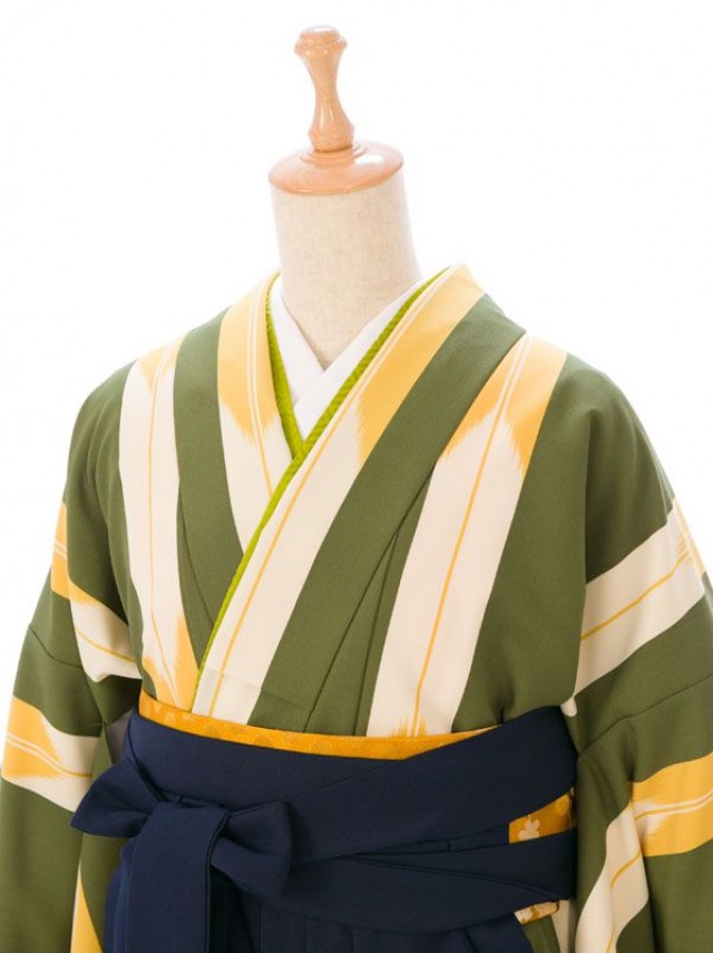 レトロ|矢絣|卒業式袴フルセット(緑/黄色系)|卒業袴(普通サイズ)3