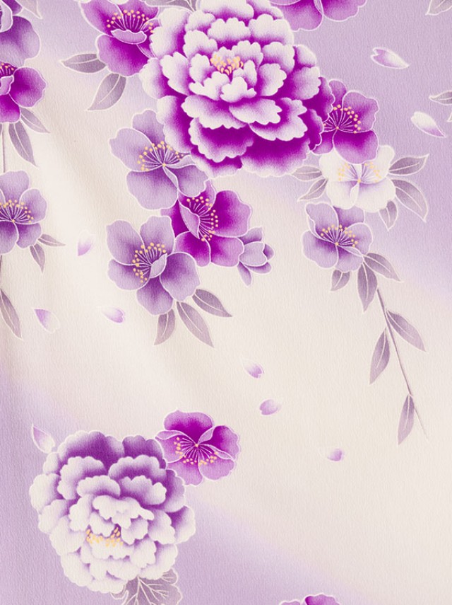 ワイドサイズ|紫ぼかし牡丹としだれ桜柄の卒業式袴フルセット(紫系)|卒業袴(大きいサイズ)(ワイド)