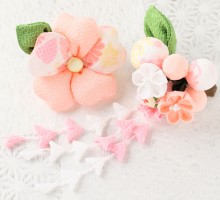 髪飾り　日本製　ふわふわ桜　ピンク×白　hcj2020　