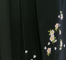 黒着物 矢がすり 桜文様柄の卒業式袴フルセット(ブラック系)|卒業袴(普通サイズ)
