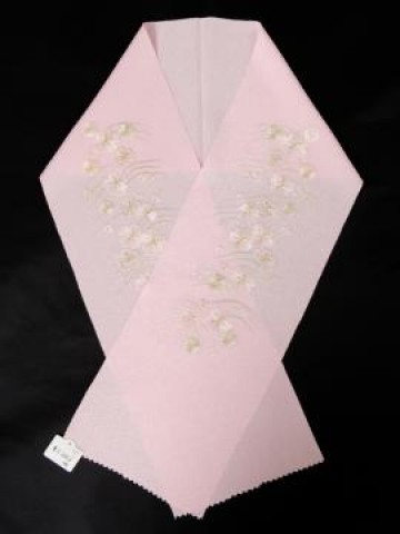 HCJ3502　在庫処分セール￥800　刺繍半衿　花刺繍【ピンク】