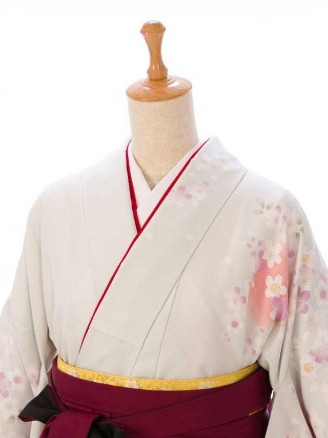 桜小紋柄の卒業式袴フルセット(グレー系)|卒業袴(普通サイズ)