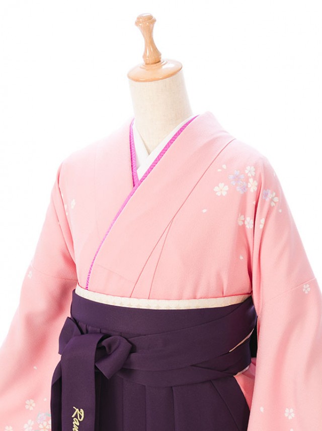 レンタル袴 先生 ピンク地　桜柄の卒業式袴フルセット(ピンク系)|卒業袴(普通サイズ)