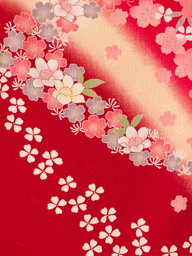 レンタル袴 卒業式 桜文様柄の卒業袴フルセット(赤系)|卒業袴(普通サイズ)