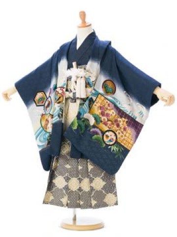 5歳男の子 羽織袴　七五三レンタルフルセット(ブルー系)|男の子(五歳)