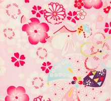 被布着物|pom ponette|桜梅　犬うさぎ柄の被布フルセット(ピンク系)|女の子(三歳)